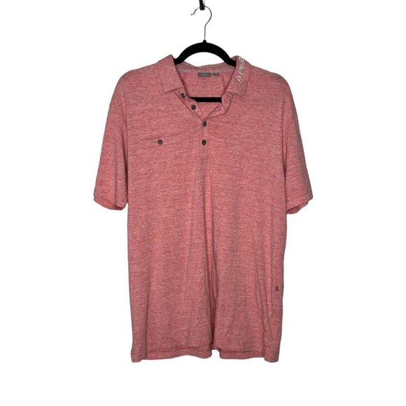 PING Men's Medium Karsten III Flecked Pocket Golf Polo Pink Embroidered Collared - Picture 2 of 11